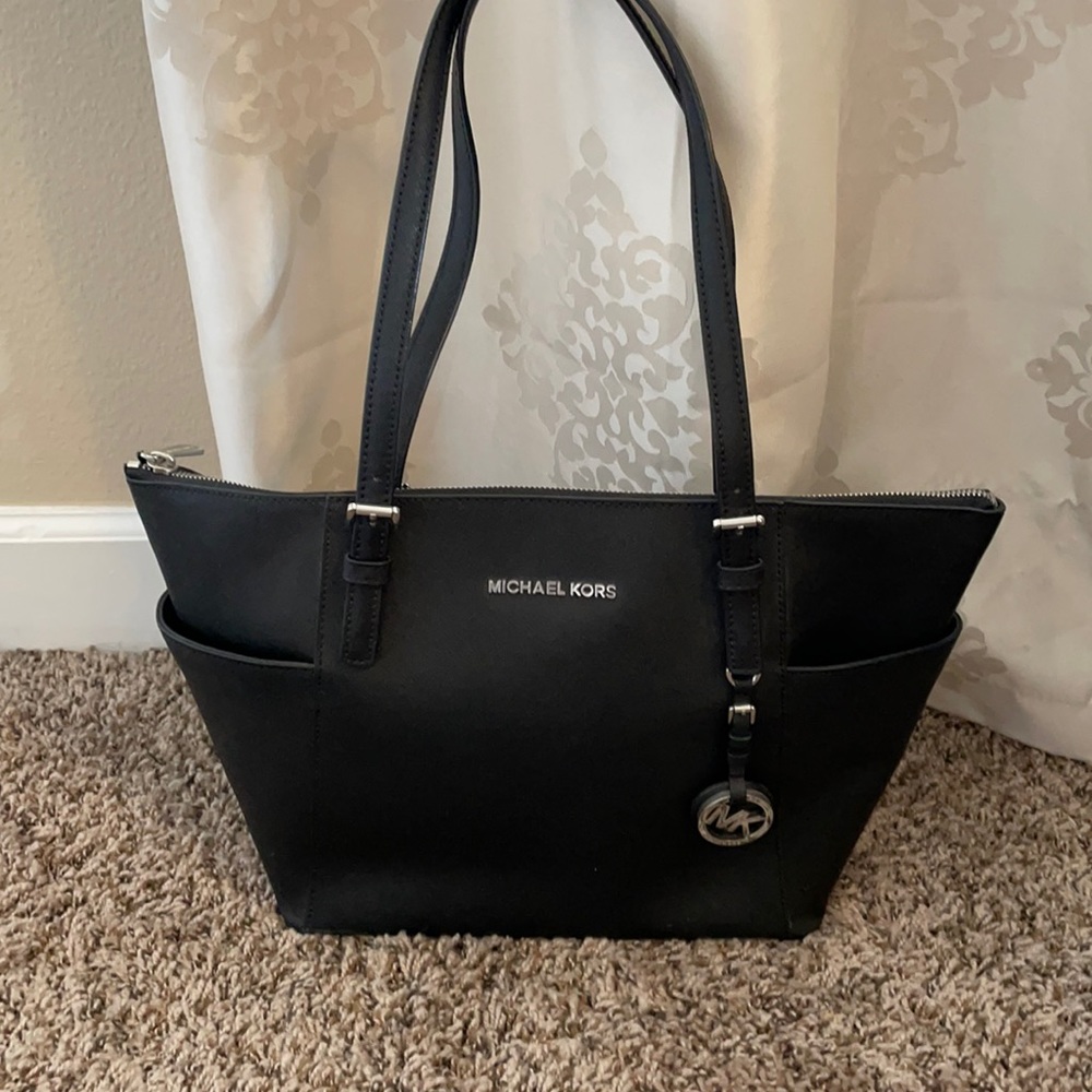 Black Michael Kors purse with silver hardware